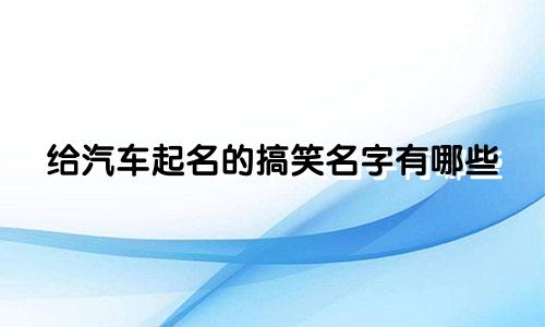 给汽车起名的搞笑名字有哪些