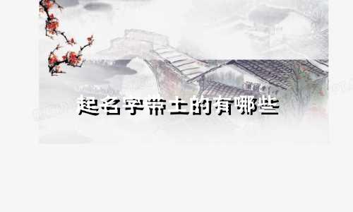 起名字带土的有哪些