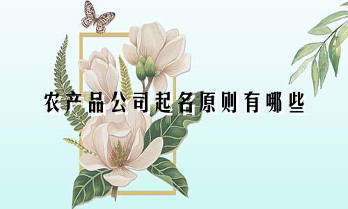 农产品公司起名原则有哪些