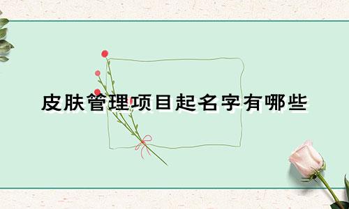 皮肤管理项目起名字有哪些