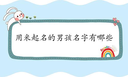 用米起名的男孩名字有哪些