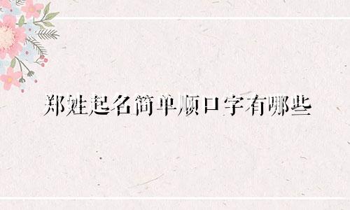 郑姓起名简单顺口字有哪些