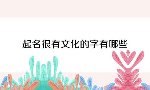 起名很有文化的字有哪些