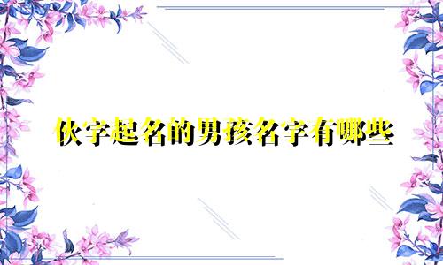 伙字起名的男孩名字有哪些