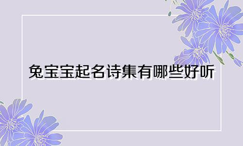 兔宝宝起名诗集有哪些好听