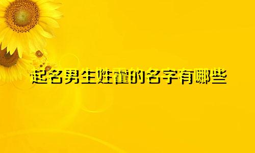 起名男生姓霍的名字有哪些