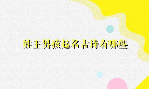 姓王男孩起名古诗有哪些