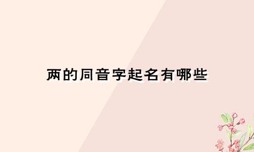 两的同音字起名有哪些