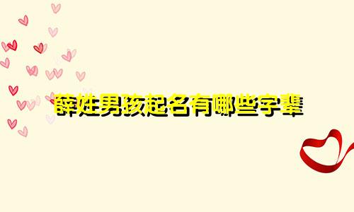 薛姓男孩起名有哪些字辈