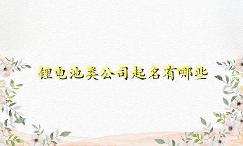 锂电池类公司起名有哪些