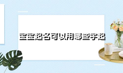 宝宝起名可以用哪些字起
