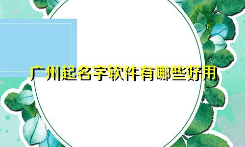 广州起名字软件有哪些好用