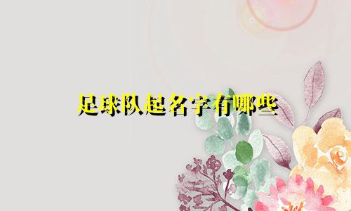 足球队起名字有哪些