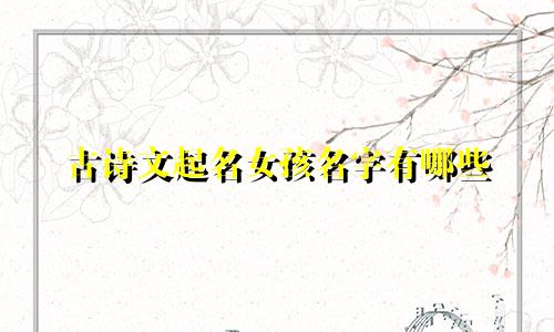 古诗文起名女孩名字有哪些