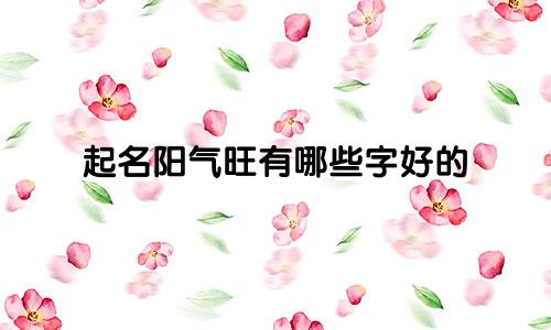 起名阳气旺有哪些字好的