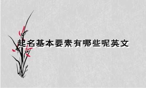 起名基本要素有哪些呢英文