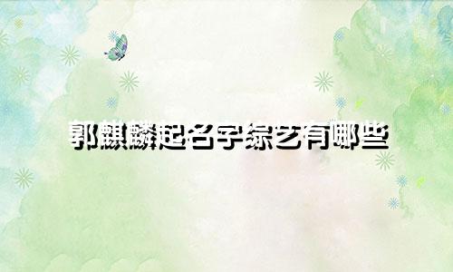 郭麒麟起名字综艺有哪些