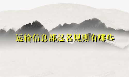 运输信息部起名规则有哪些
