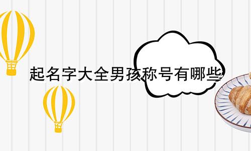 起名字大全男孩称号有哪些