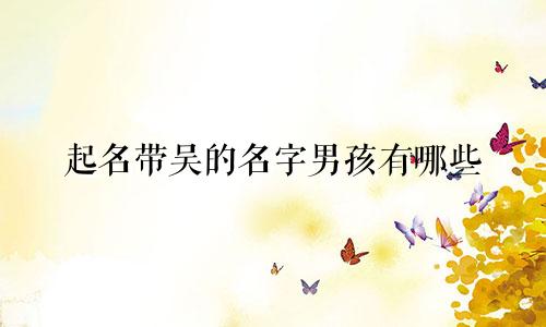 起名带吴的名字男孩有哪些