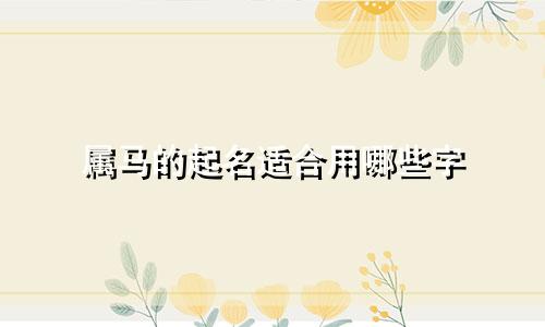 属马的起名适合用哪些字