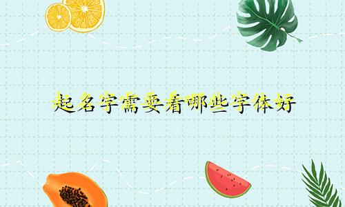 起名字需要看哪些字体好