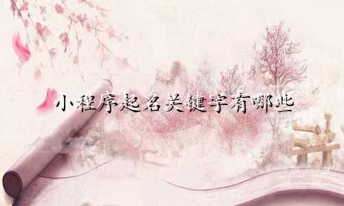 小程序起名关键字有哪些