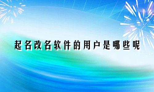 起名改名软件的用户是哪些呢