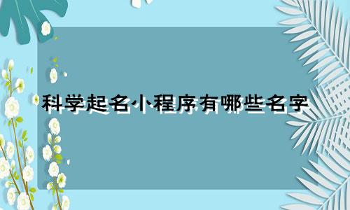 科学起名小程序有哪些名字