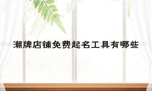 潮牌店铺免费起名工具有哪些