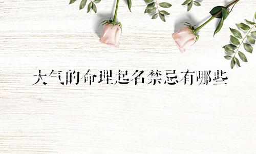 大气的命理起名禁忌有哪些
