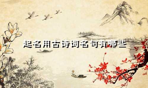起名用古诗词名句有哪些