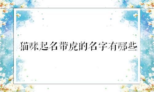 猫咪起名带虎的名字有哪些