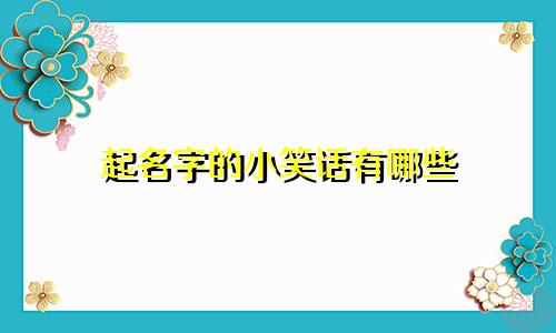 起名字的小笑话有哪些