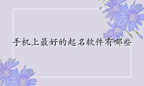 手机上最好的起名软件有哪些