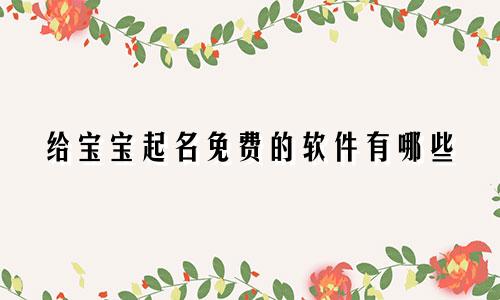 给宝宝起名免费的软件有哪些