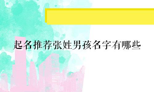 起名推荐张姓男孩名字有哪些