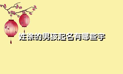 姓徐的男孩起名有哪些字
