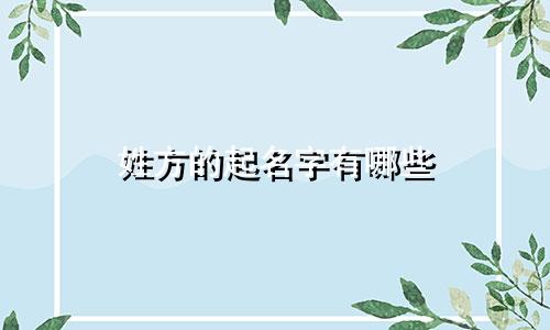 姓方的起名字有哪些