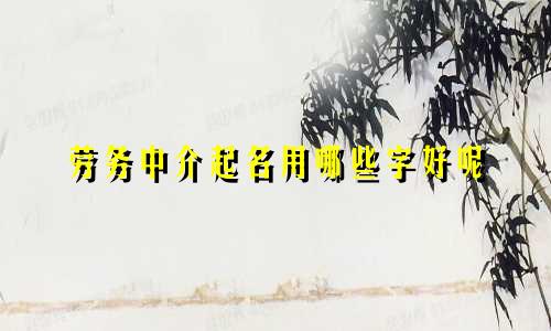 劳务中介起名用哪些字好呢