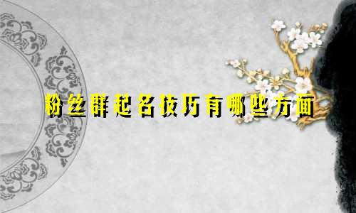 粉丝群起名技巧有哪些方面