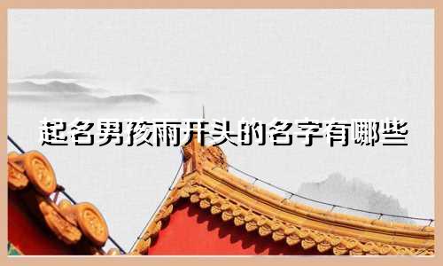 起名男孩雨开头的名字有哪些