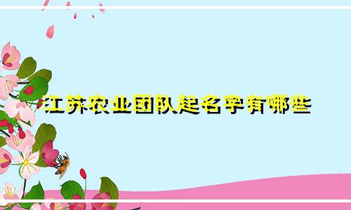 江苏农业团队起名字有哪些