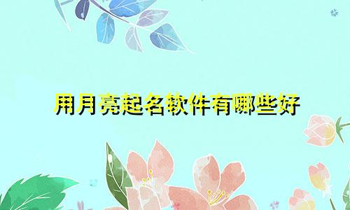 用月亮起名软件有哪些好