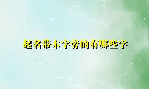 起名带木字旁的有哪些字
