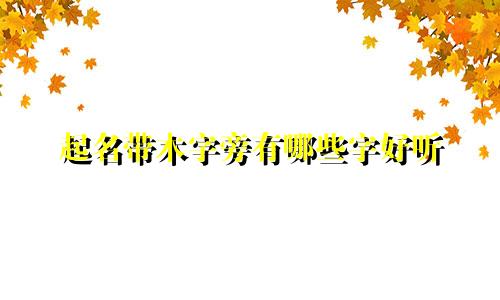 起名带木字旁有哪些字好听