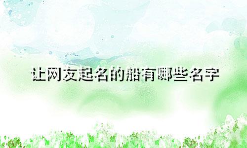 让网友起名的船有哪些名字