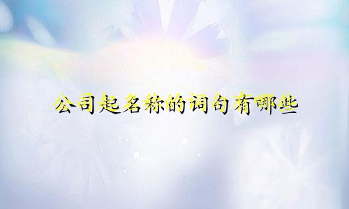 公司起名称的词句有哪些