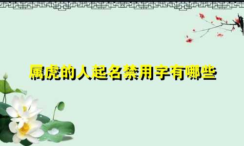 属虎的人起名禁用字有哪些