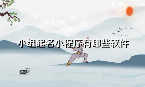小组起名小程序有哪些软件